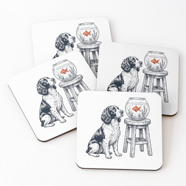 Item preview, Vintage English Springer Spaniel with Goldfish Dog Lover designed and sold by dian-rody-crest.