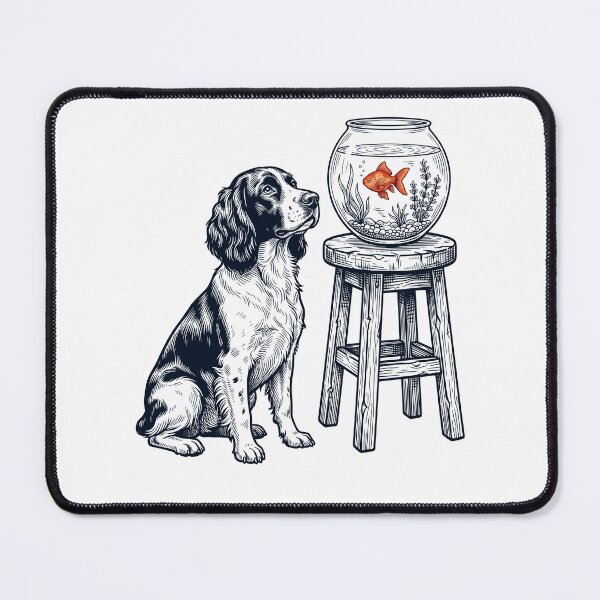 Item preview, Vintage English Springer Spaniel with Goldfish Dog Lover designed and sold by dian-rody-crest.