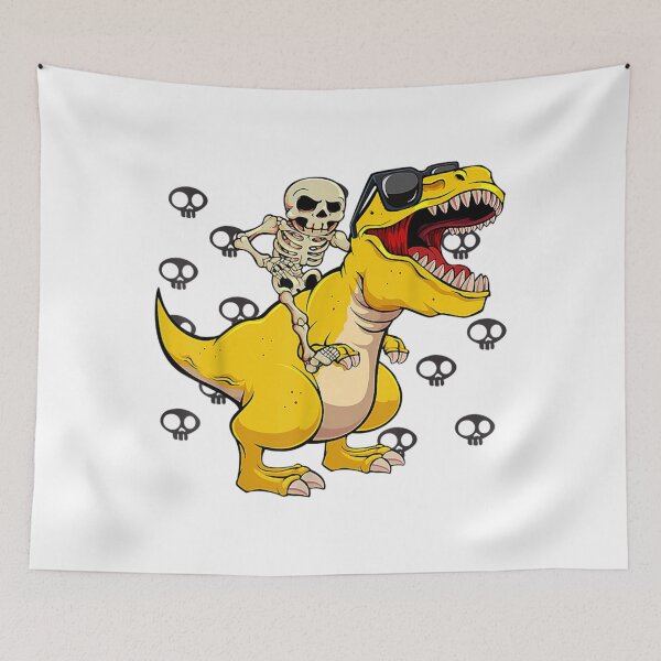 Item preview, skeleton riding dinosaur lazy halloween costume funny t rex designed and sold by TrentonJay2.