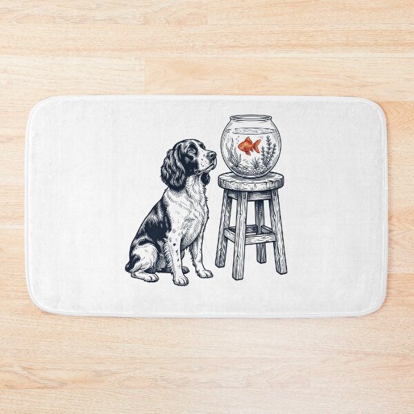 Artikelvorschau, Vintage English Springer Spaniel mit Goldfisch für Hundeliebhaber entworfen und verkauft von dian-rody-crest.