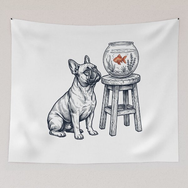 Item preview, Vintage French Bulldog with Goldfish Dog Lover designed and sold by dian-rody-crest.