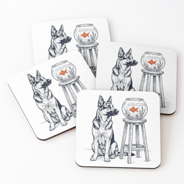 Item preview, Vintage German Shepherd with Goldfish Dog Lover designed and sold by dian-rody-crest.