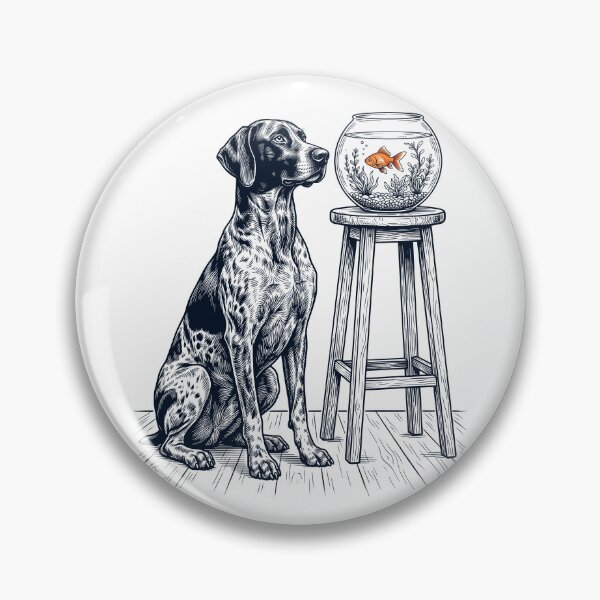 Item preview, Vintage German Shorthaired Pointer with Goldfish Dog Lover designed and sold by dian-rody-crest.