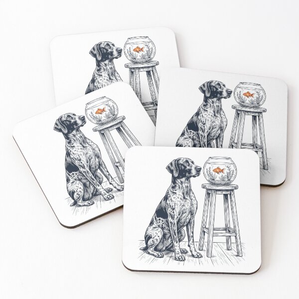Item preview, Vintage German Shorthaired Pointer with Goldfish Dog Lover designed and sold by dian-rody-crest.