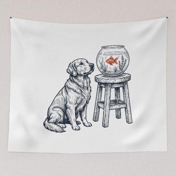 Item preview, Vintage Golden Retriever with Goldfish Dog Lover designed and sold by dian-rody-crest.