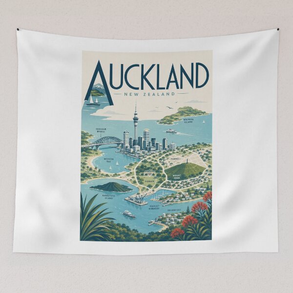 Item preview, Auckland New Zealand with Waitematā Harbour and Sky Tower designed and sold by Aryabek.