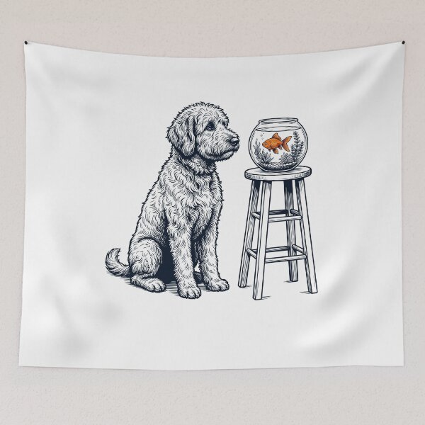 Item preview, Vintage Goldendoodle with Goldfish Dog Lover designed and sold by dian-rody-crest.