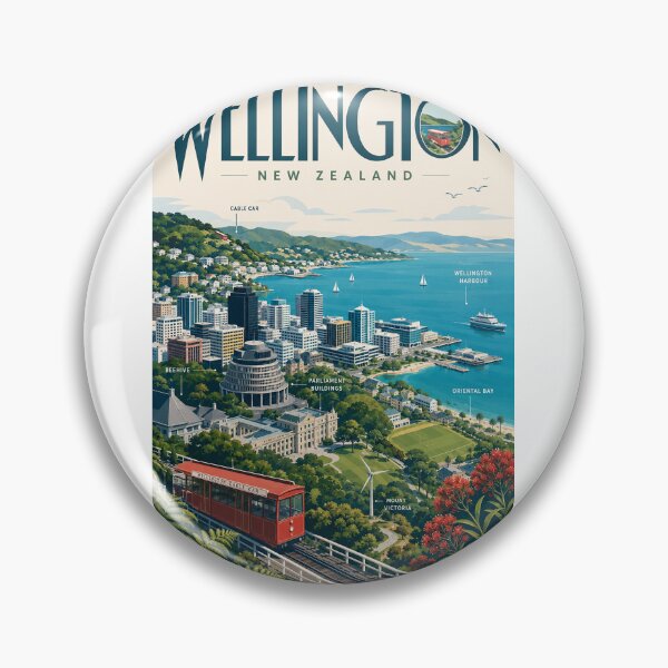 Item preview, Wellington New Zealand with Cable Car, Harbour and Parliament designed and sold by Aryabek.