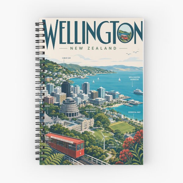 Item preview, Wellington New Zealand with Cable Car, Harbour and Parliament designed and sold by Aryabek.