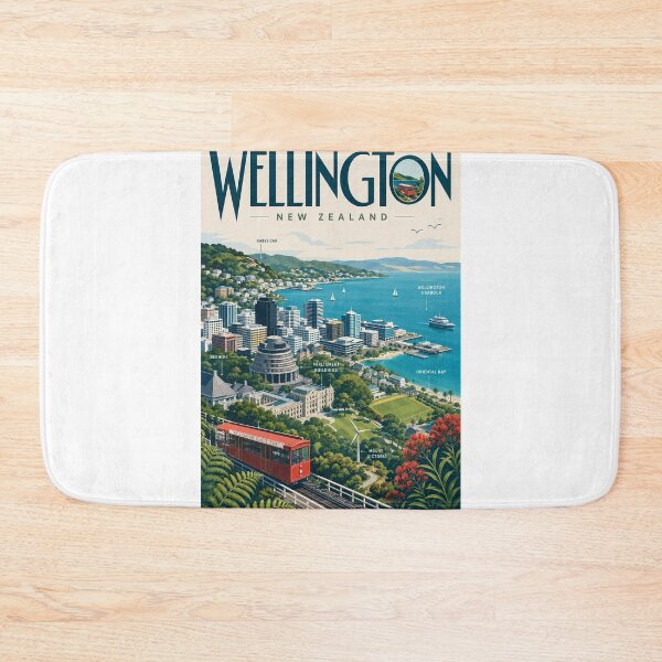 Item preview, Wellington New Zealand with Cable Car, Harbour and Parliament designed and sold by Aryabek.