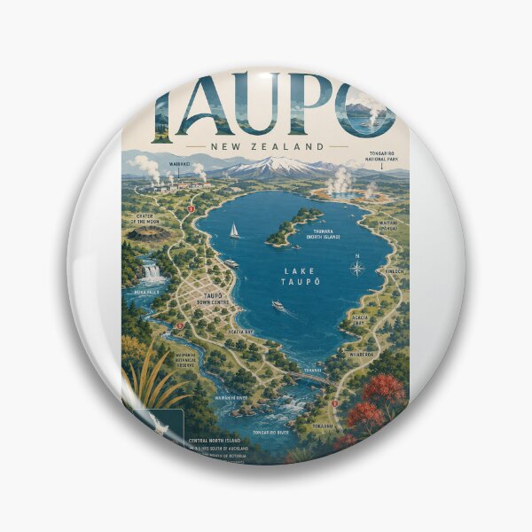 Item preview, Taupō New Zealand with Lake Taupō, Huka Falls and Tongariro designed and sold by Aryabek.