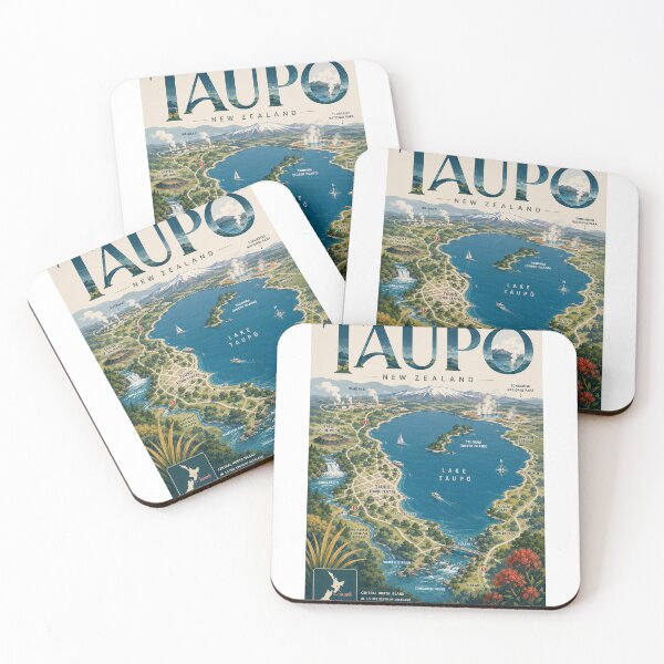Item preview, Taupō New Zealand with Lake Taupō, Huka Falls and Tongariro designed and sold by Aryabek.