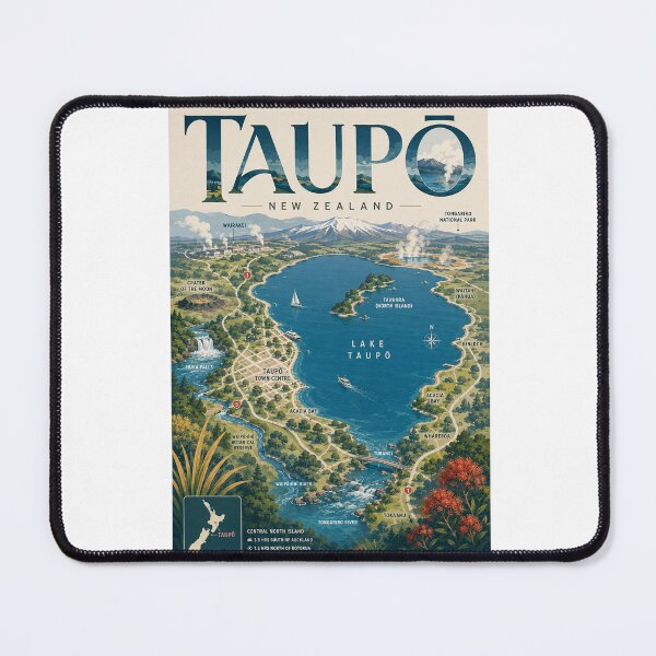 Item preview, Taupō New Zealand with Lake Taupō, Huka Falls and Tongariro designed and sold by Aryabek.