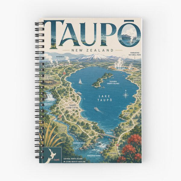 Item preview, Taupō New Zealand with Lake Taupō, Huka Falls and Tongariro designed and sold by Aryabek.