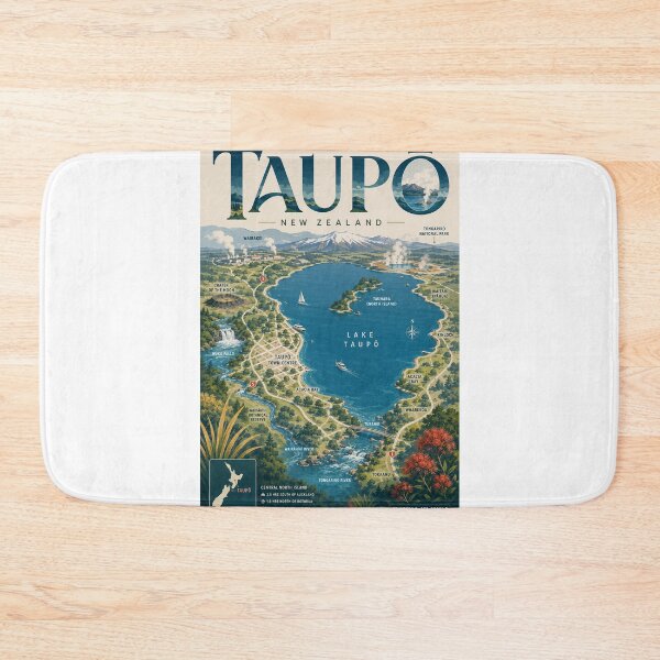 Item preview, Taupō New Zealand with Lake Taupō, Huka Falls and Tongariro designed and sold by Aryabek.