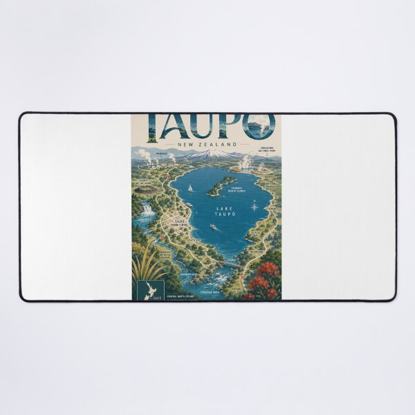 Item preview, Taupō New Zealand with Lake Taupō, Huka Falls and Tongariro designed and sold by Aryabek.