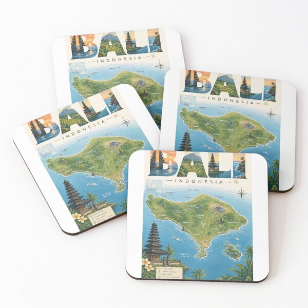 Item preview, Bali Indonesia with Ubud, Mount Batur and Island Landmarks designed and sold by Aryabek.