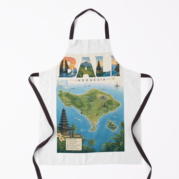 Item preview, Bali Indonesia with Ubud, Mount Batur and Island Landmarks designed and sold by Aryabek.