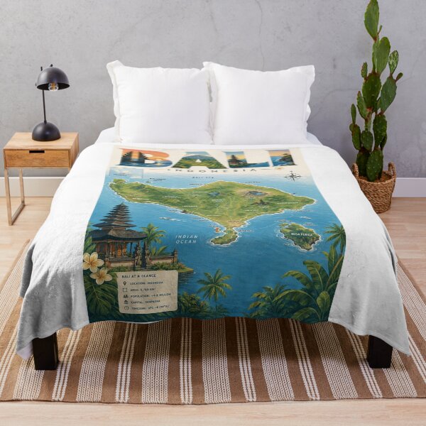 Item preview, Bali Indonesia with Ubud, Mount Batur and Island Landmarks designed and sold by Aryabek.