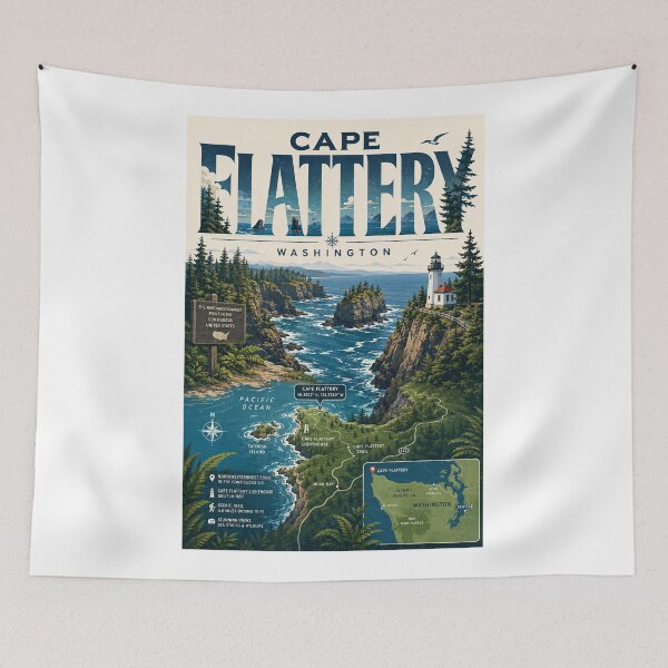 Item preview, Cape Flattery Washington with Olympic Peninsula and Pacific Coast designed and sold by Aryabek.