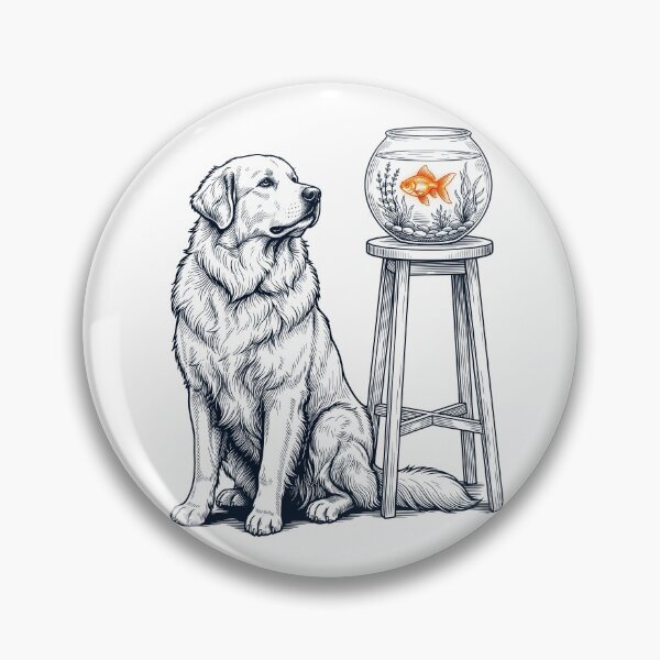 Item preview, Vintage Great Pyrenees with Goldfish Dog Lover designed and sold by dian-rody-crest.