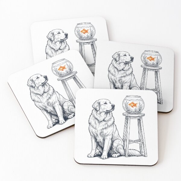 Item preview, Vintage Great Pyrenees with Goldfish Dog Lover designed and sold by dian-rody-crest.