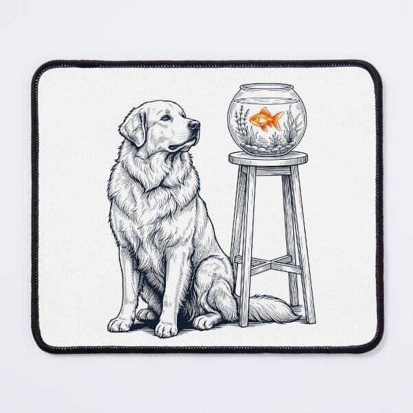 Item preview, Vintage Great Pyrenees with Goldfish Dog Lover designed and sold by dian-rody-crest.