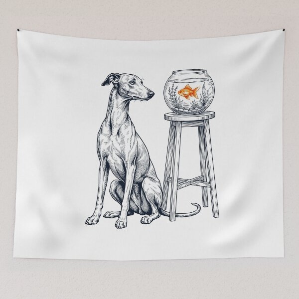 Artikelvorschau, Vintage Greyhound mit Goldfisch – Hundeliebhaber entworfen und verkauft von dian-rody-crest.