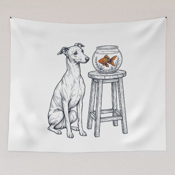 Item preview, Vintage Italian Greyhound with Goldfish Dog Lover designed and sold by dian-rody-crest.