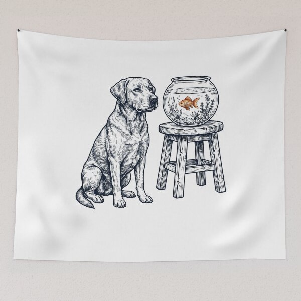 Item preview, Vintage Labrador Retriever with Goldfish Dog Lover designed and sold by dian-rody-crest.