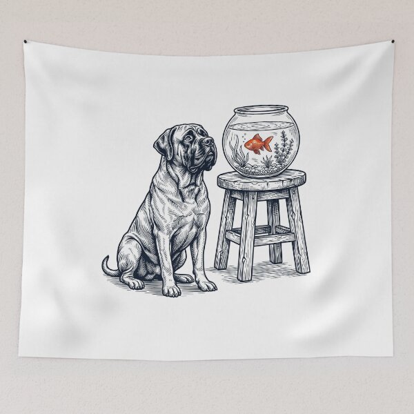 Item preview, Vintage Mastiff with Goldfish Dog Lover designed and sold by dian-rody-crest.