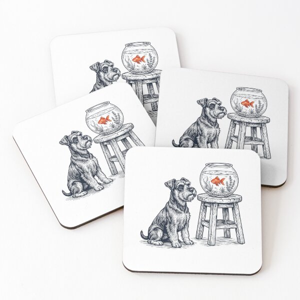 Item preview, Vintage Miniature Schnauzer with Goldfish Dog Lover designed and sold by dian-rody-crest.