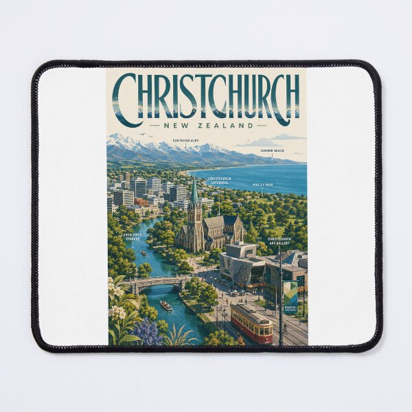 Item preview, Christchurch New Zealand with Avon River and Southern Alps designed and sold by Aryabek.