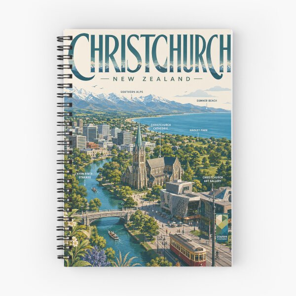 Item preview, Christchurch New Zealand with Avon River and Southern Alps designed and sold by Aryabek.