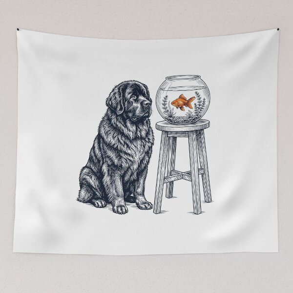 Item preview, Vintage Newfoundland with Goldfish Dog Lover designed and sold by dian-rody-crest.