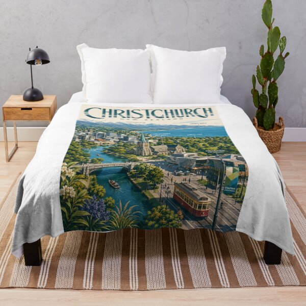 Item preview, Christchurch New Zealand with Avon River and Southern Alps designed and sold by Aryabek.