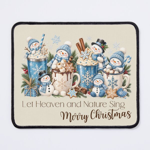 Item preview, Let Heaven and Nature Sing – Blue Christmas Snowman Cocoa Design designed and sold by Grace Works Studio by Kelly Florence .
