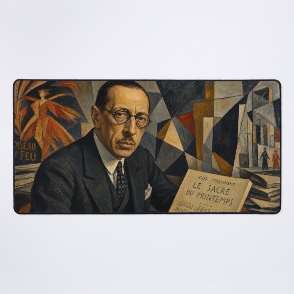 Item preview, Modernist Icon: Igor Stravinsky Vintage Oil Painting - The Rite of Spring designed and sold by DoReMiStudio.
