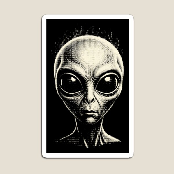 Artikelvorschau, ASCII-Alienkopf, außerirdische Science-Fiction-Kunst entworfen und verkauft von d247.
