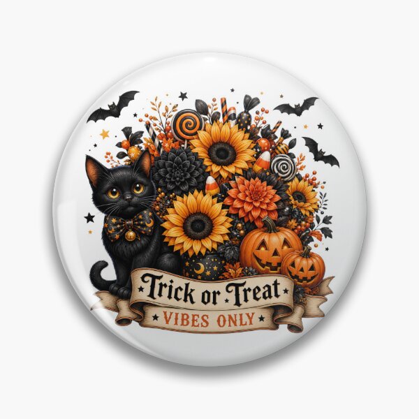 Item preview, Trick or Treat Vibes Only - Black Cat Floral designed and sold by Heather Renees Designs.