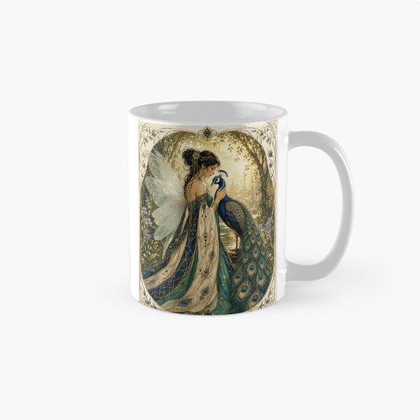 Item preview, The Peacock Keeper | Art Nouveau Fairy & Peacock designed and sold by FaerieFusion.