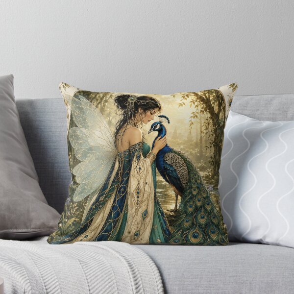 Item preview, The Peacock Keeper | Art Nouveau Fairy & Peacock designed and sold by FaerieFusion.