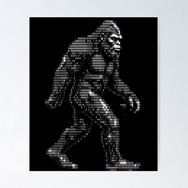 Item preview, Funny Ascii Bigfoot Sasquatch Cryptid Hunter designed and sold by d247.
