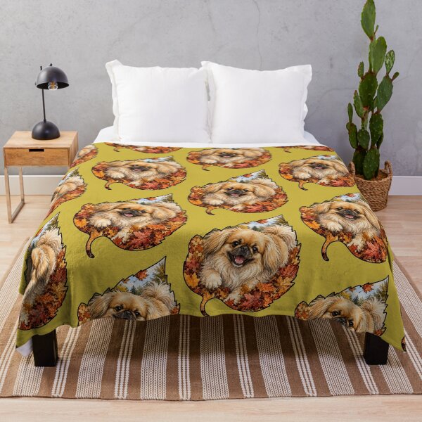 Item preview, Fall Pekingese Playing In Autumn Leaves designed and sold by Lion and Lamb Design.