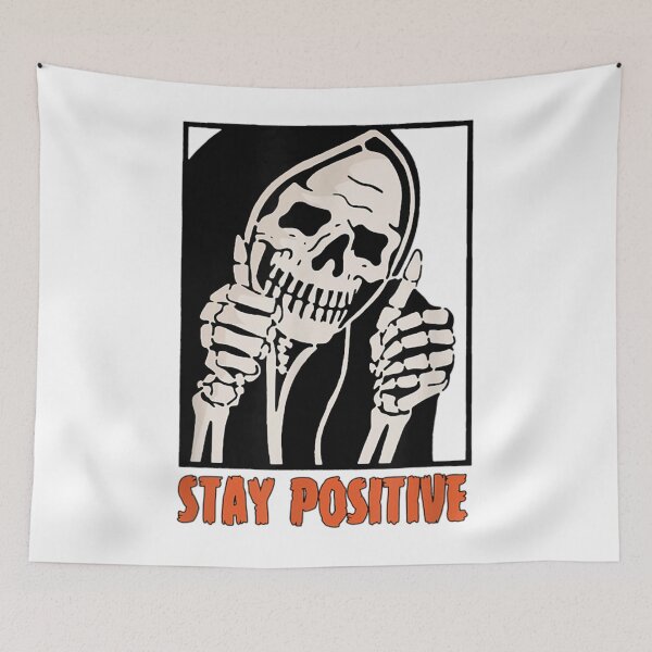 Item preview, stay positive skeleton thumbs up spooky halloween designed and sold by JeannieAsules12.