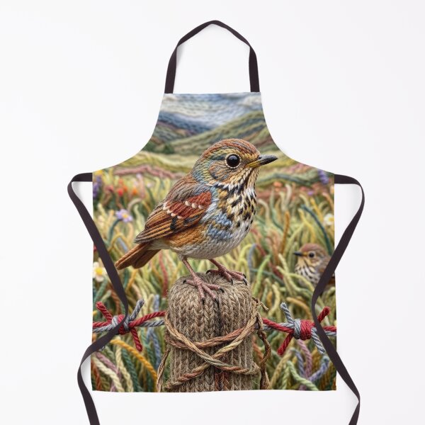 Item preview, Yarn Hermit Thrush on Fence Post designed and sold by Tridentulus.