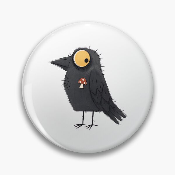 Item preview, Crow with Mushroom Brooch designed and sold by The-Art-of-D.