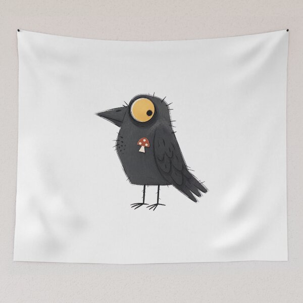 Item preview, Crow with Mushroom Brooch designed and sold by The-Art-of-D.