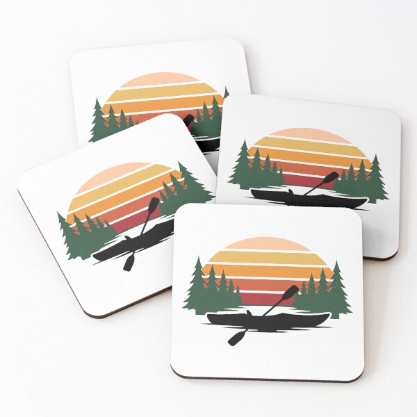 Item preview, Retro Kayak Canoe Silhouette Calm Lake Vintage Sunset Art designed and sold by pattman.