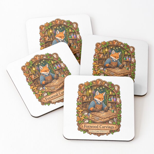 Item preview, Foxwood Carvings | Woodland Fox Woodcarver | Artisan Frames & Nature Lore designed and sold by MrDev.